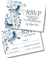 Navy watercolor wedding rsvp cards