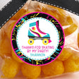 Neon splatter paint roller skating birthday sticker
