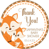 Neutral fox woodland baby shower stickers