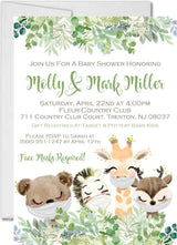 Neutral green social distance baby shower invitation