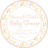 Neutral moon and stars baby shower sticker with pastel celestial theme