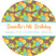 Neutral orange green yellow blue flower party favor sticker