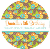 Neutral orange green yellow blue flower party favor sticker