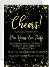 New Year's Eve party invitation collection featuring coordinating black and  gold