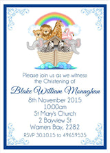 Noah’s Ark baptism invitation with animals