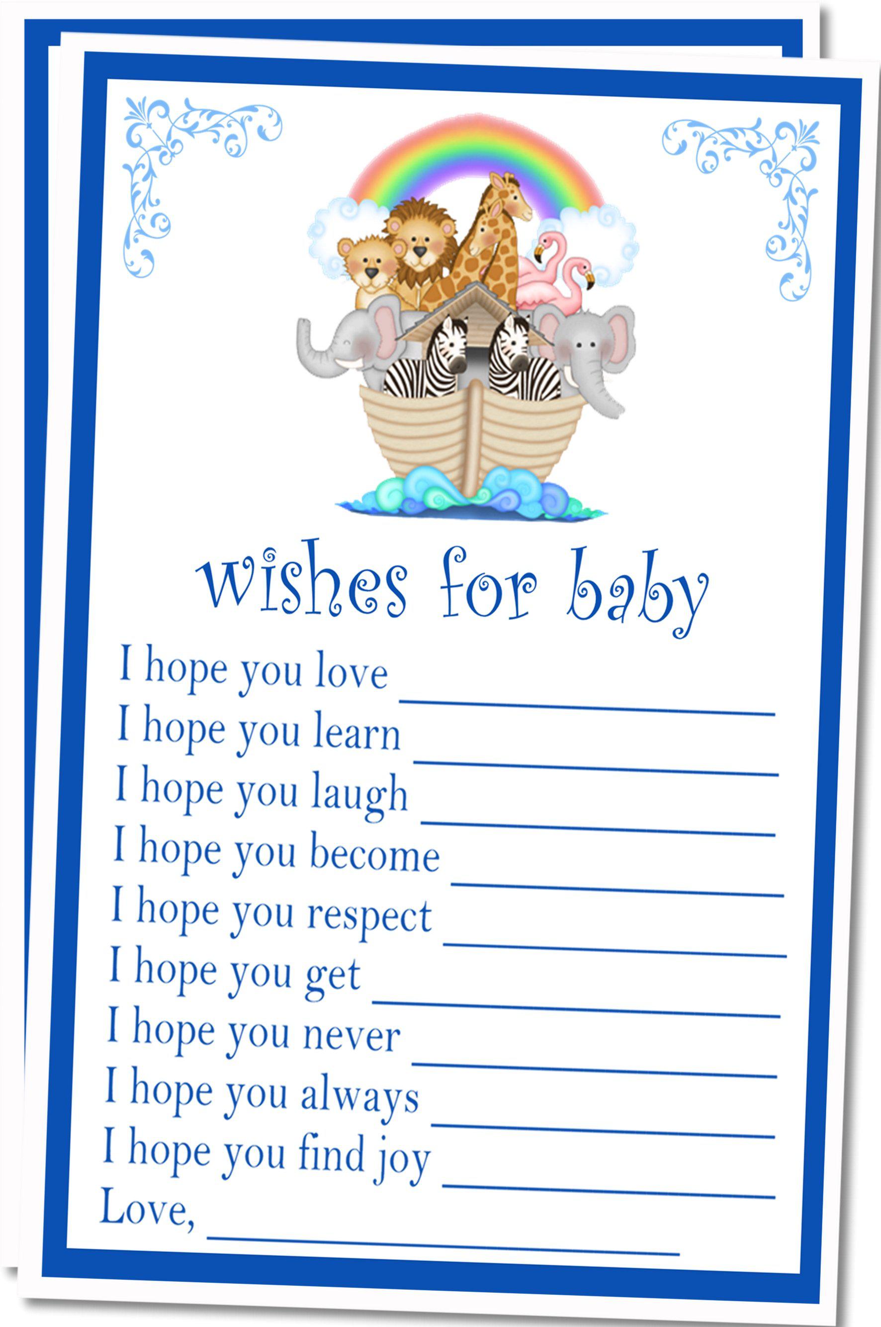 Noah's Ark Baby Shower Wish Cards