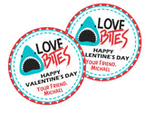 Ocean-themed shark Valentine label for kids