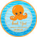 Ocean octopus baby shower sticker with blue water and bubbles