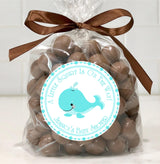 Ocean theme baby shower sticker with whale