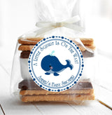 Ocean theme whale baby shower label