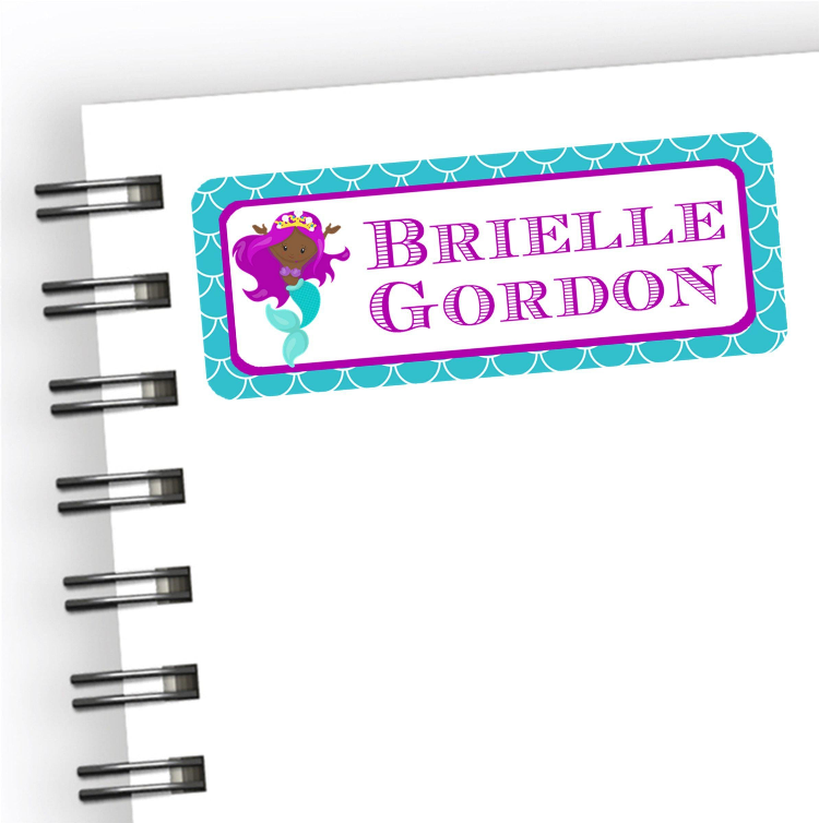 Ocean themed school supply name labels with scale pattern