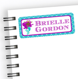 Ocean themed school supply name labels with scale pattern