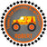 Orange personalized monster truck birthday sticker