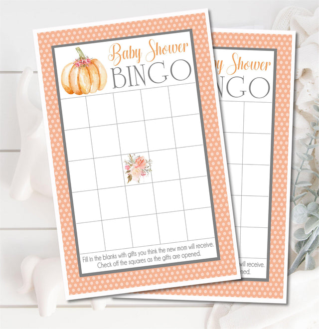Orange pumpkin baby shower bingo printable