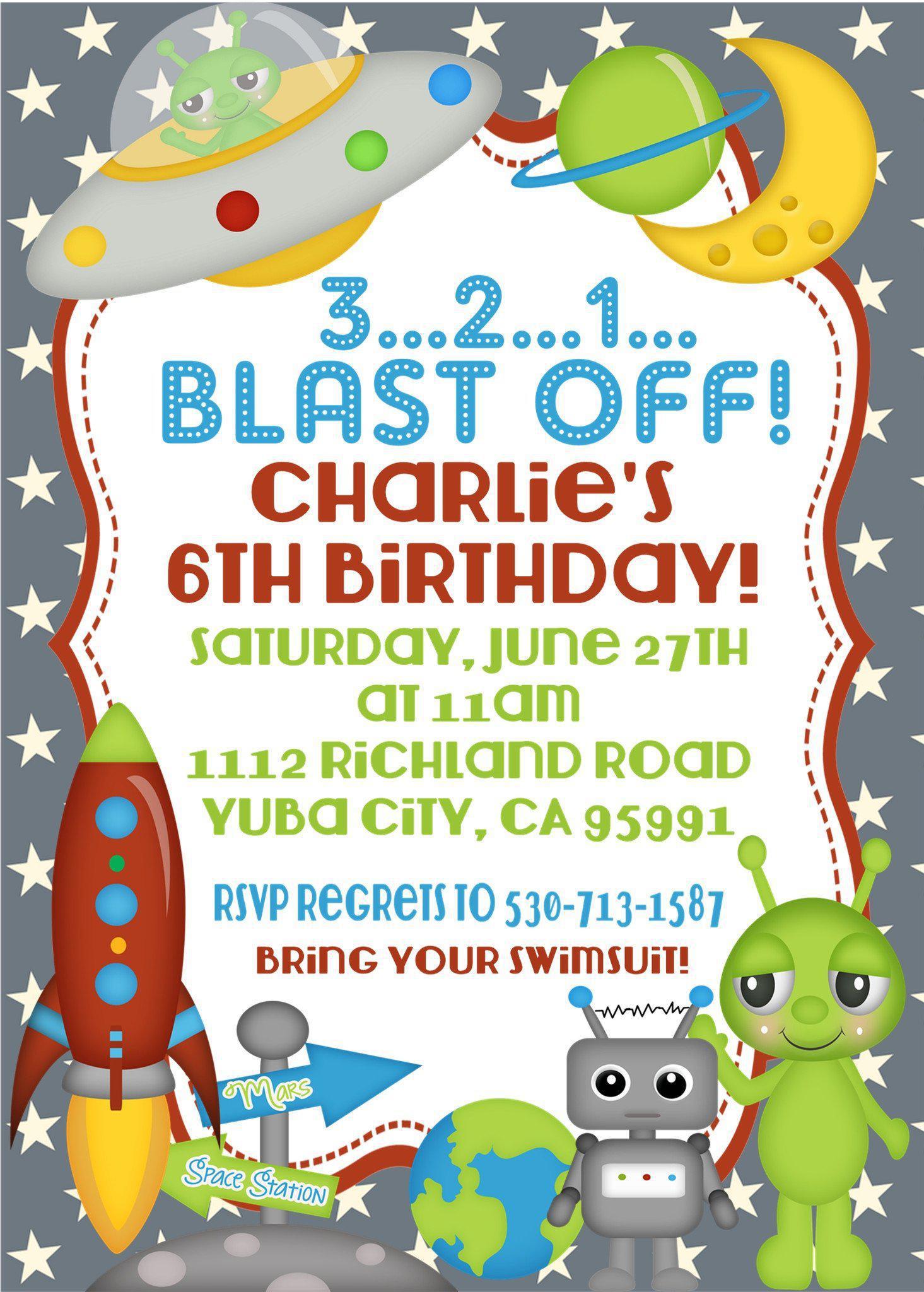 Outer Space Birthday Party Invitations