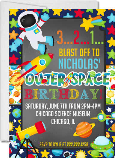 Outer Space Birthday Party Invitations