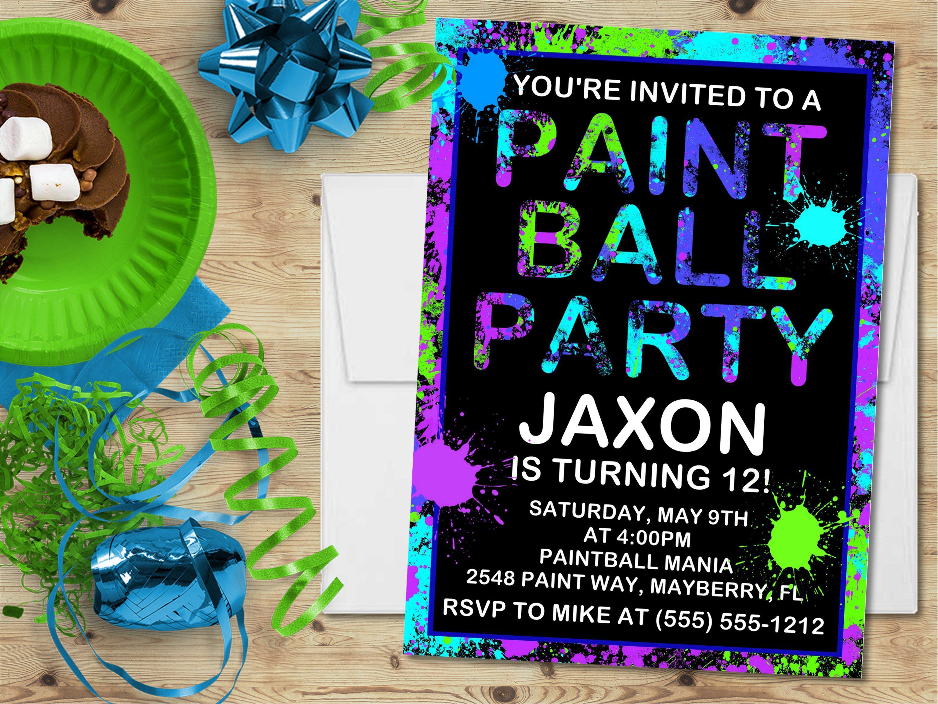 Paintball Birthday Party Invitations