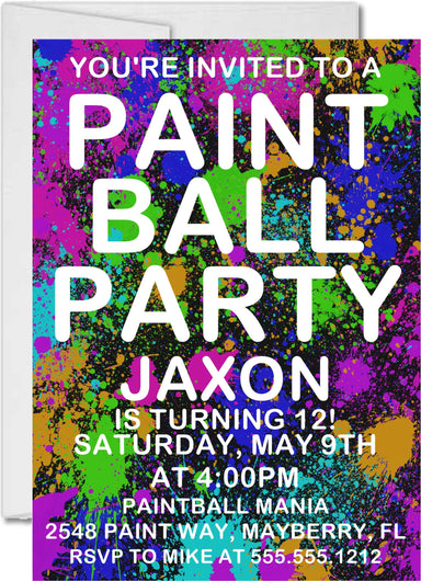 Paintball Birthday Party Invitations