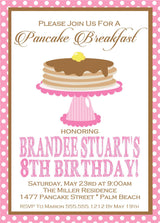 Pancake Breakfast Birthday Party Invitations