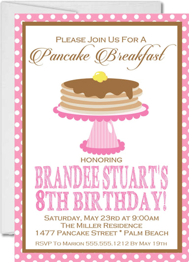 Pancake Breakfast Birthday Party Invitations