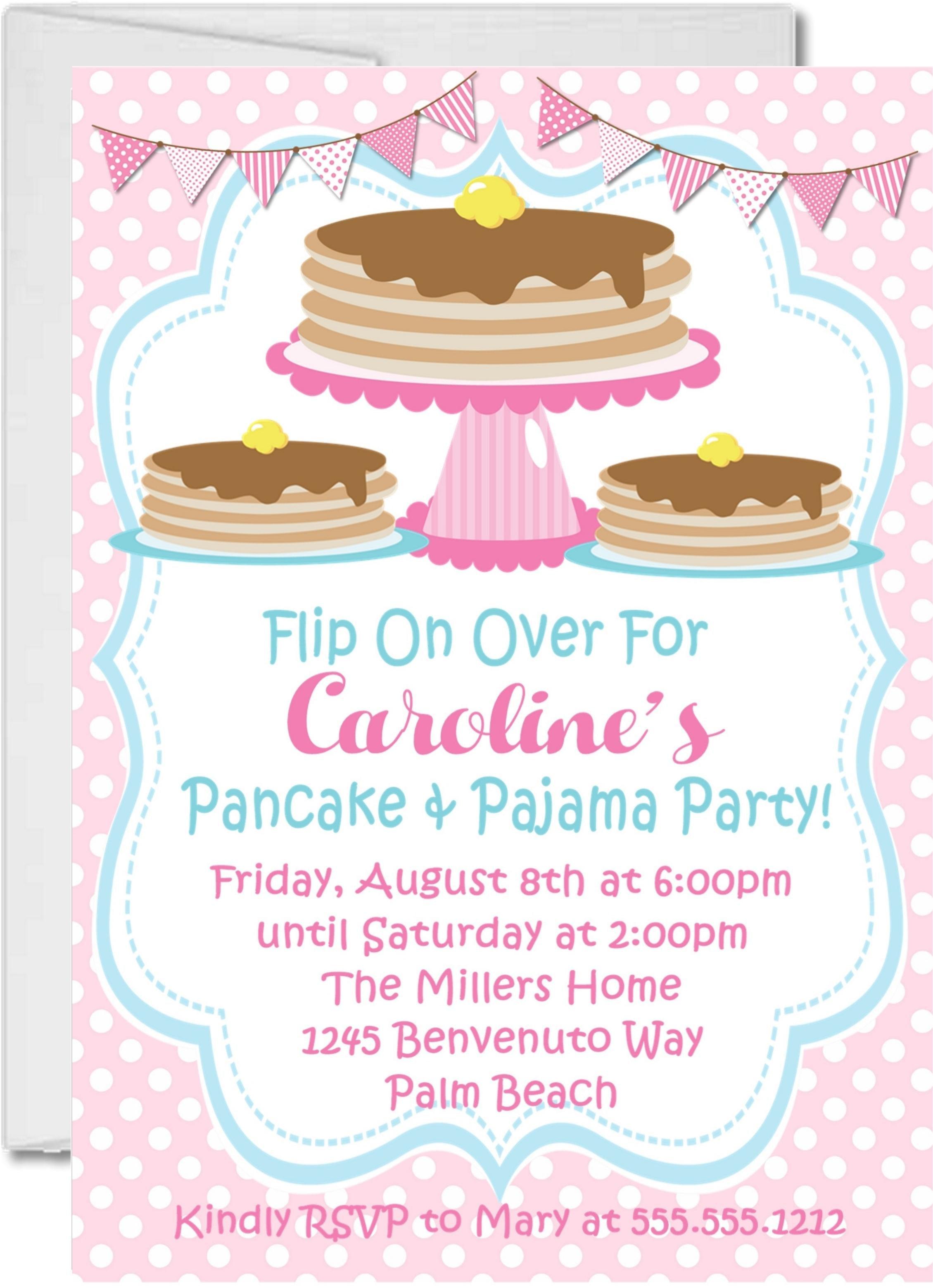 Pancakes And Pajamas Birthday Party Invitations