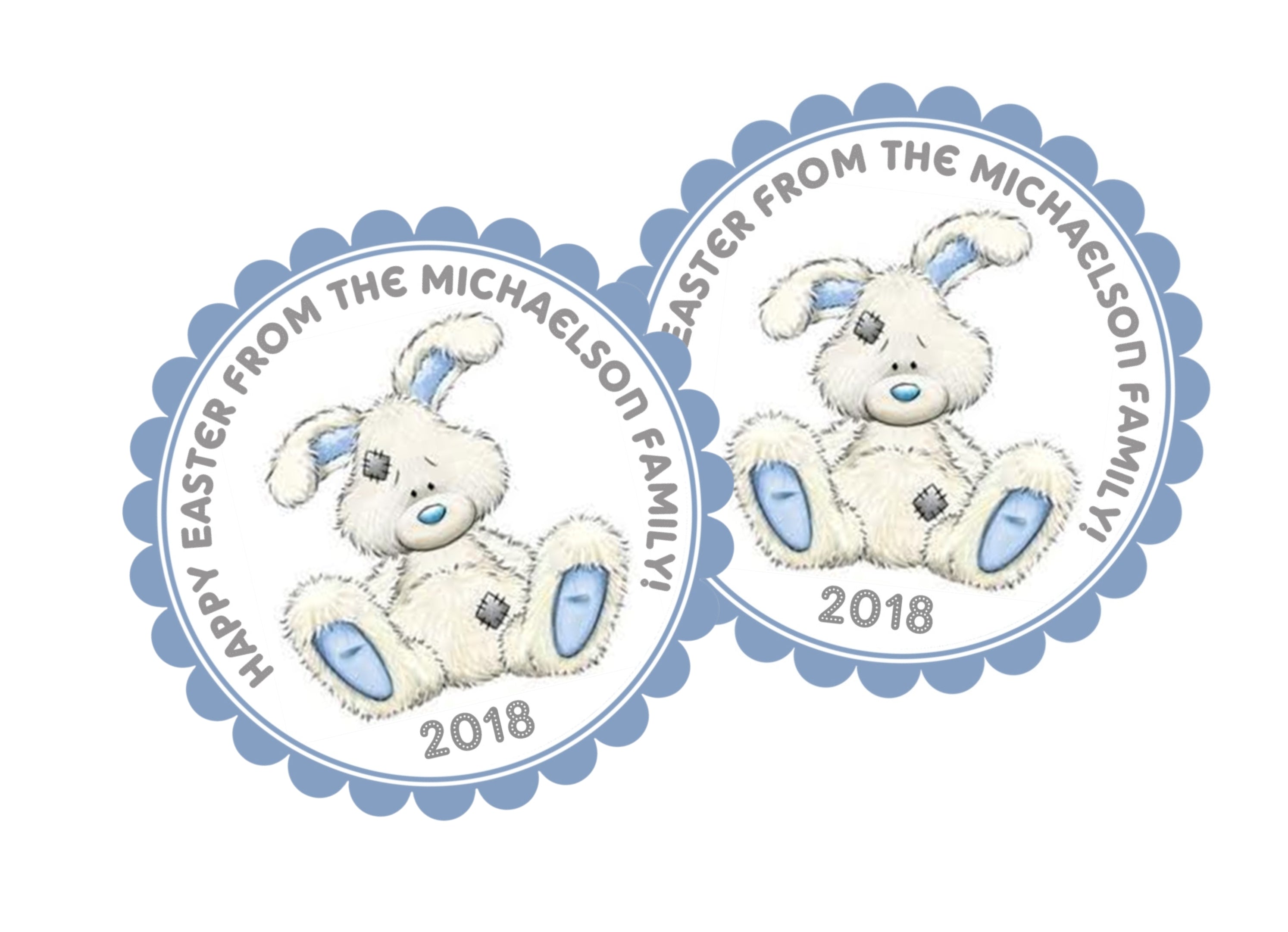 Pastel Blue And White Easter Bunny Stickers