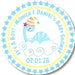 Pastel Blue Dinosaur Baby Shower Stickers