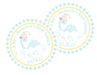 Pastel Blue Dinosaur Baby Shower Stickers