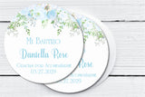 Pastel Blue rose Spanish baptism sticker