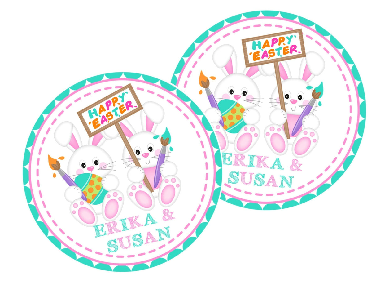 Pastel Easter bunny sticker for sibling baskets