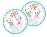 Pastel Easter bunny sticker for sibling baskets