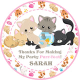 Pastel cat party favor stickers