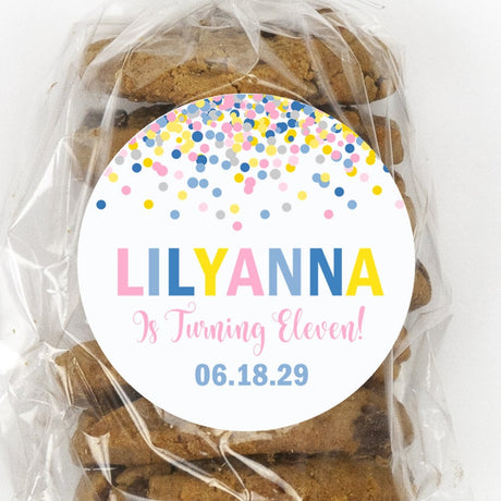 Pastel confetti birthday party sticker design