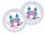 Pastel ocean themed castle party favor label