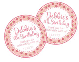 Pastel strawberry party favor label design