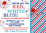 Patriotic July Fourth invitation diagonal stripe background