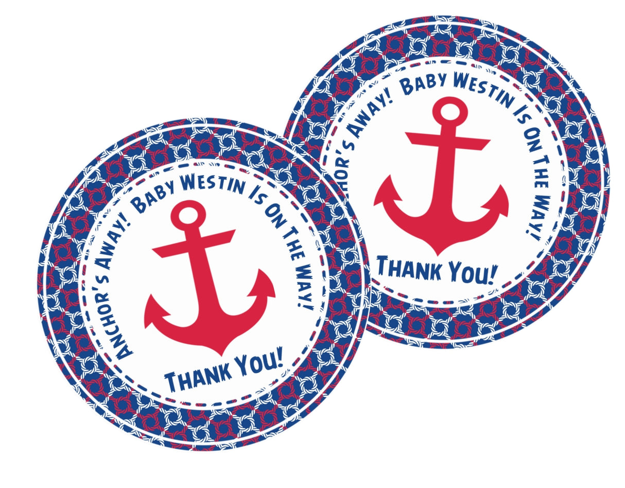 Patriotic anchor baby shower favor label