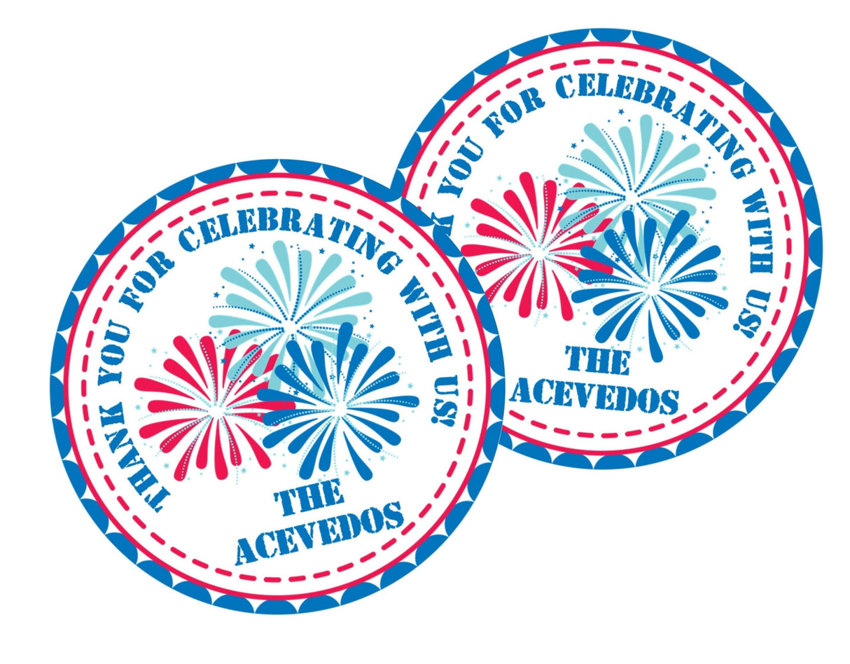 Patriotic red white blue fireworks July 4th stickers