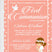 Peach first holy communion invitation for girls