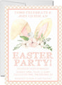 Peach gingham Easter invitation with watercolor bunny ears