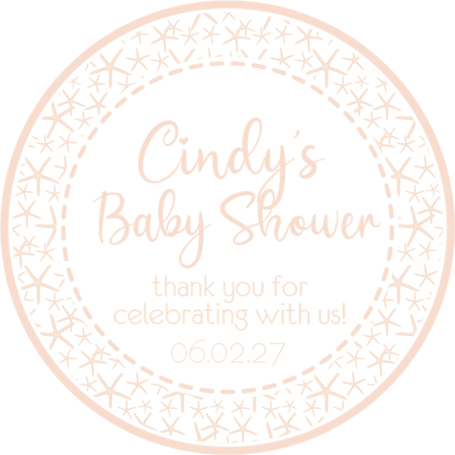 Peach girls starfish nautical baby shower sticker