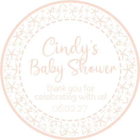 Peach girls starfish nautical baby shower sticker