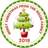 Personalized Christmas tree sticker with green tree