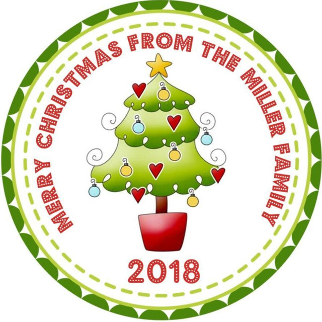Personalized Christmas tree sticker with green tree