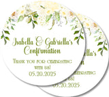 Personalized Confirmation favor label with soft florals