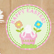 Personalized Easter bunny flower pot sticker with pastel flowers