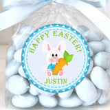 Personalized Easter bunny sticker holding carrot