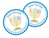 Personalized Hanukkah menorah stickers with candles