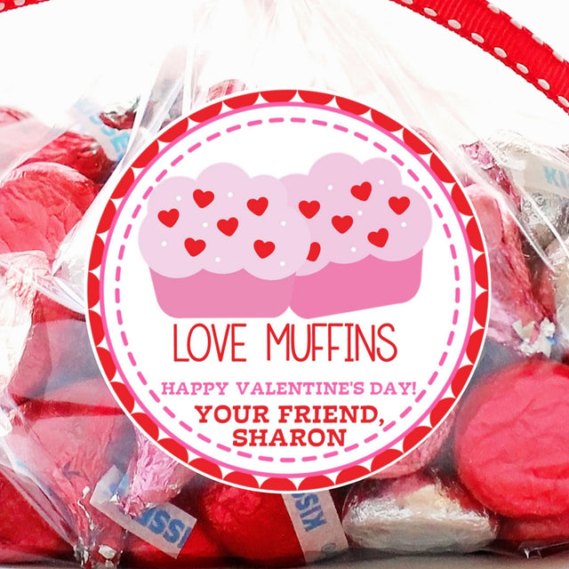 Personalized Love Muffins Valentine cupcake sticker