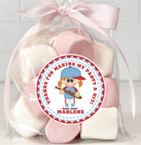 Personalized baseball sticker with girl holding a bat